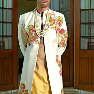 Off-white sherwani for groom for wedding 