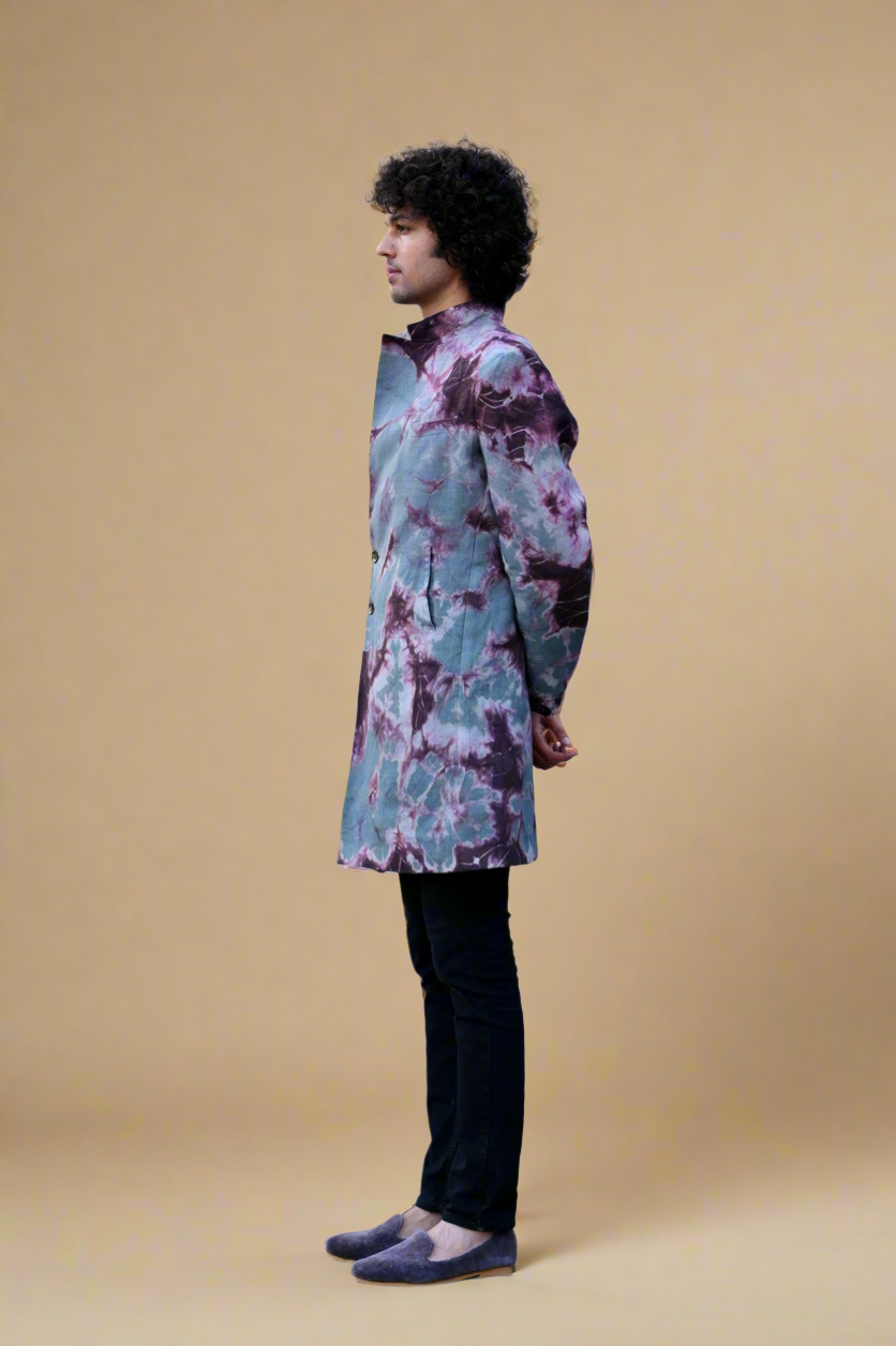 Tie-Dye Taari Indie-Fusion Set (Grey / Wine)