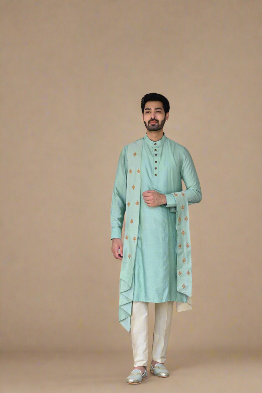 Zardosi Kurta Set (Mint Blue)