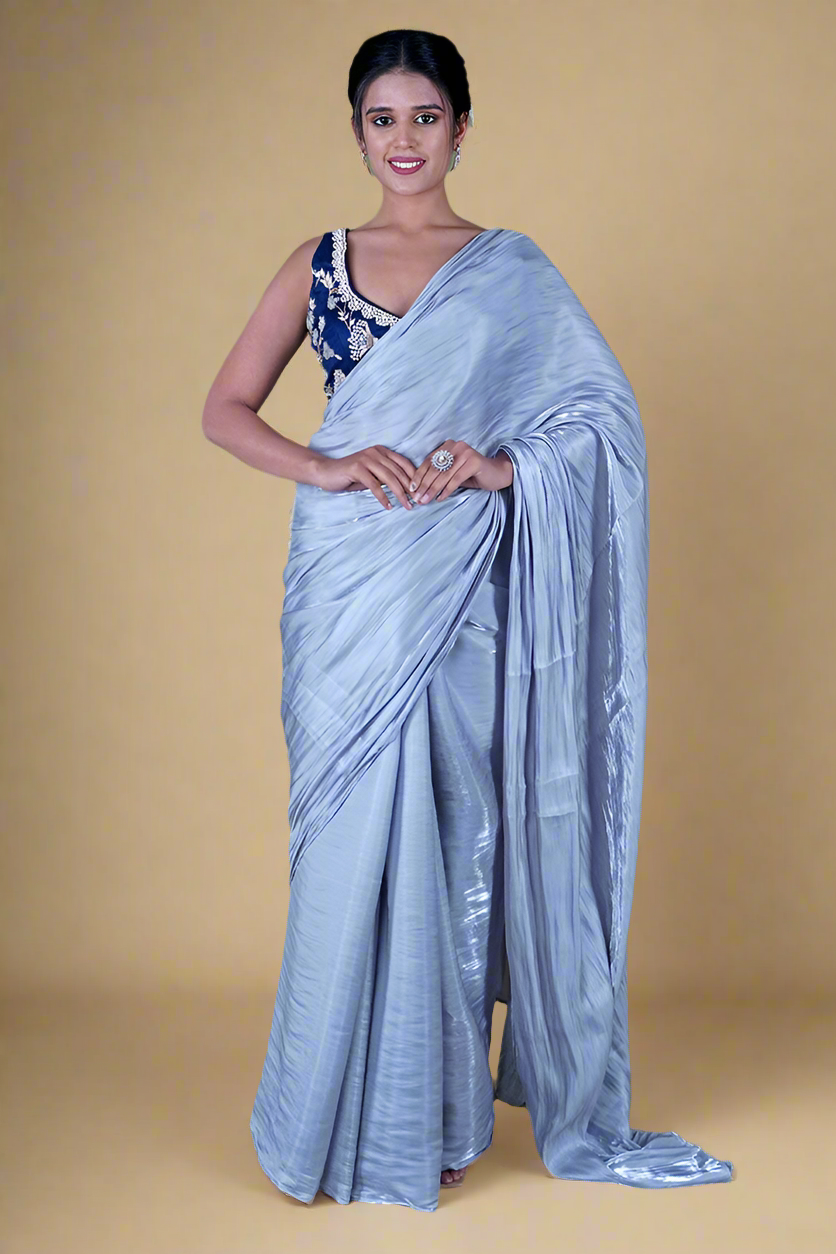 Metallic Silk Saree (Silver)