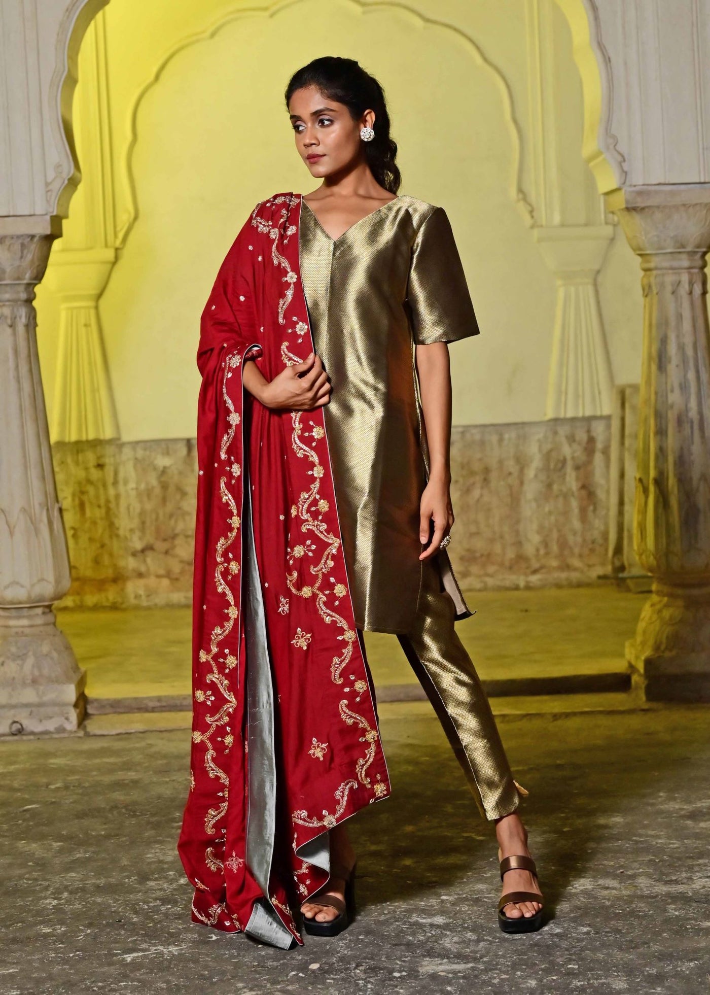Designer kurta with dupatta and pants for women