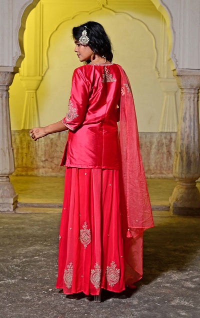 designer red garara sarara dress for women 