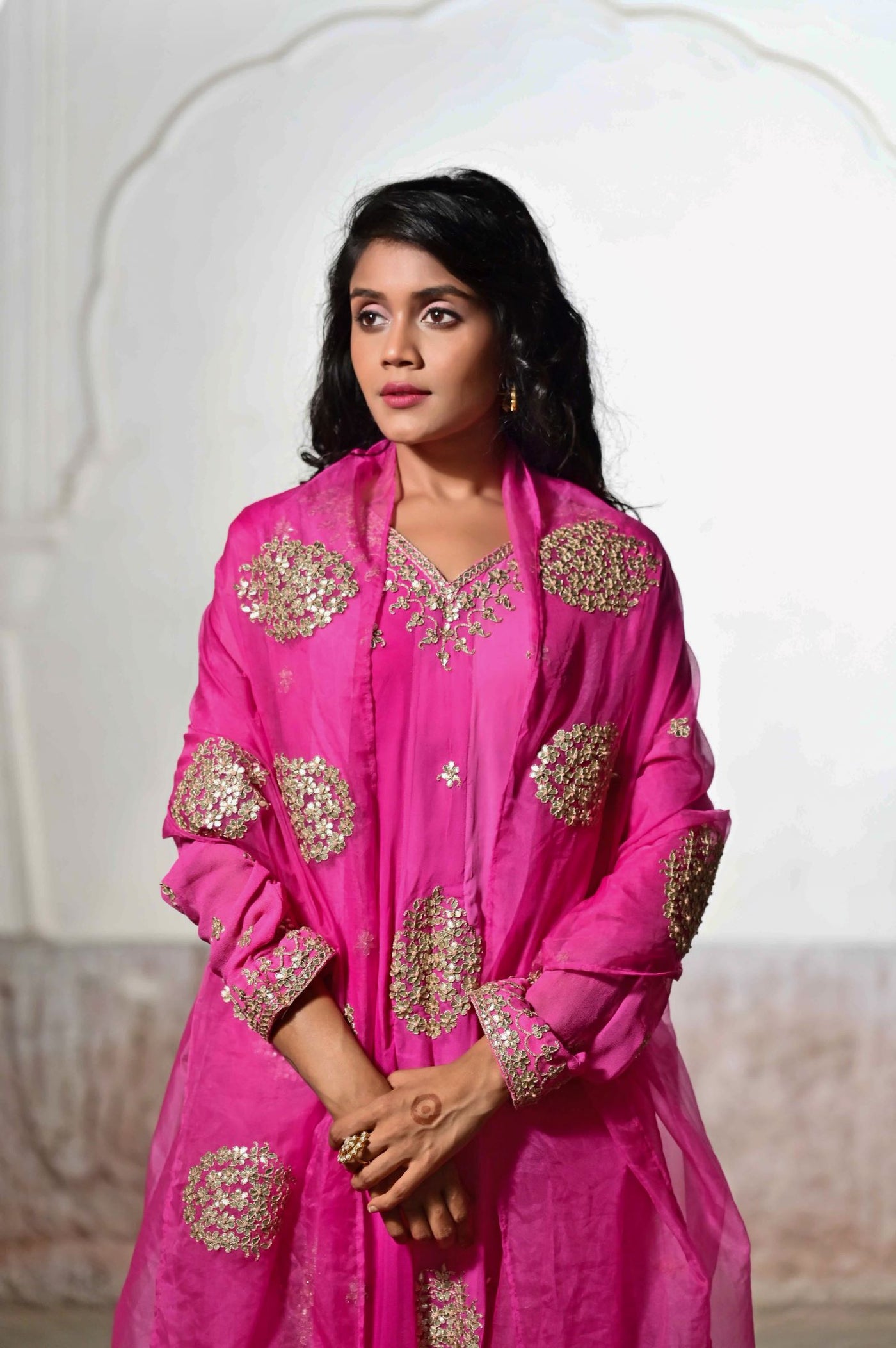 designer pink anarkali suit sets