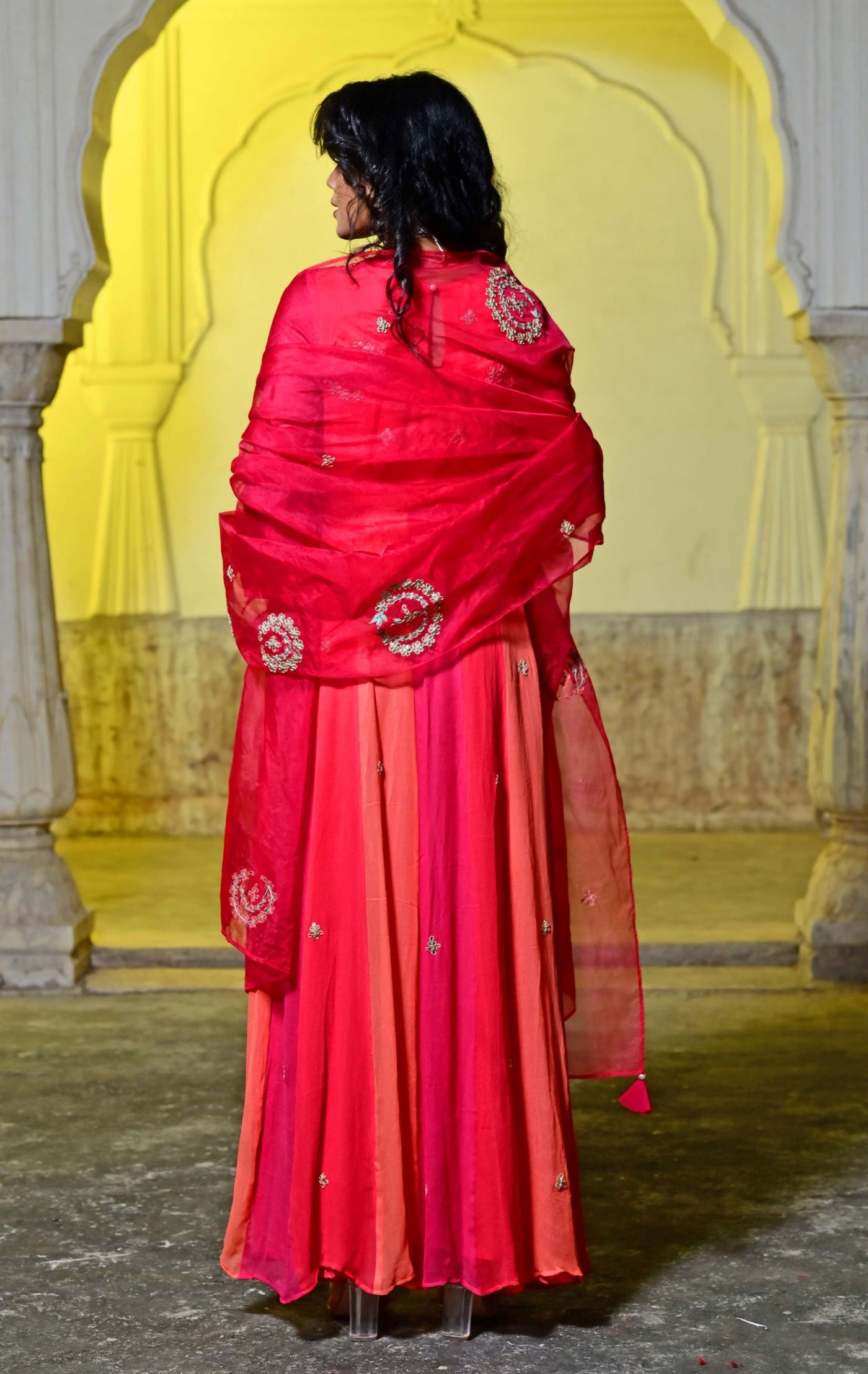 pink anarkali kurti suit set for women