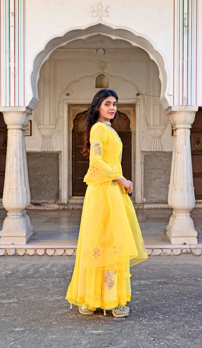 Yellow Haldi Anarkali Suit Set