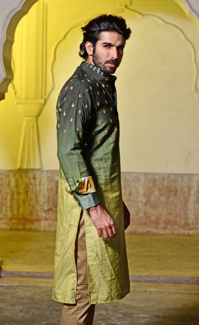 Shop the Latest Green Moda Silk Branded Kurta Set for Men Online