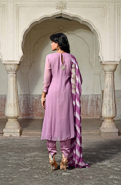 light purple suit sets for women back design