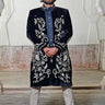 Indian Designers Black Velvet Sherwani for groom