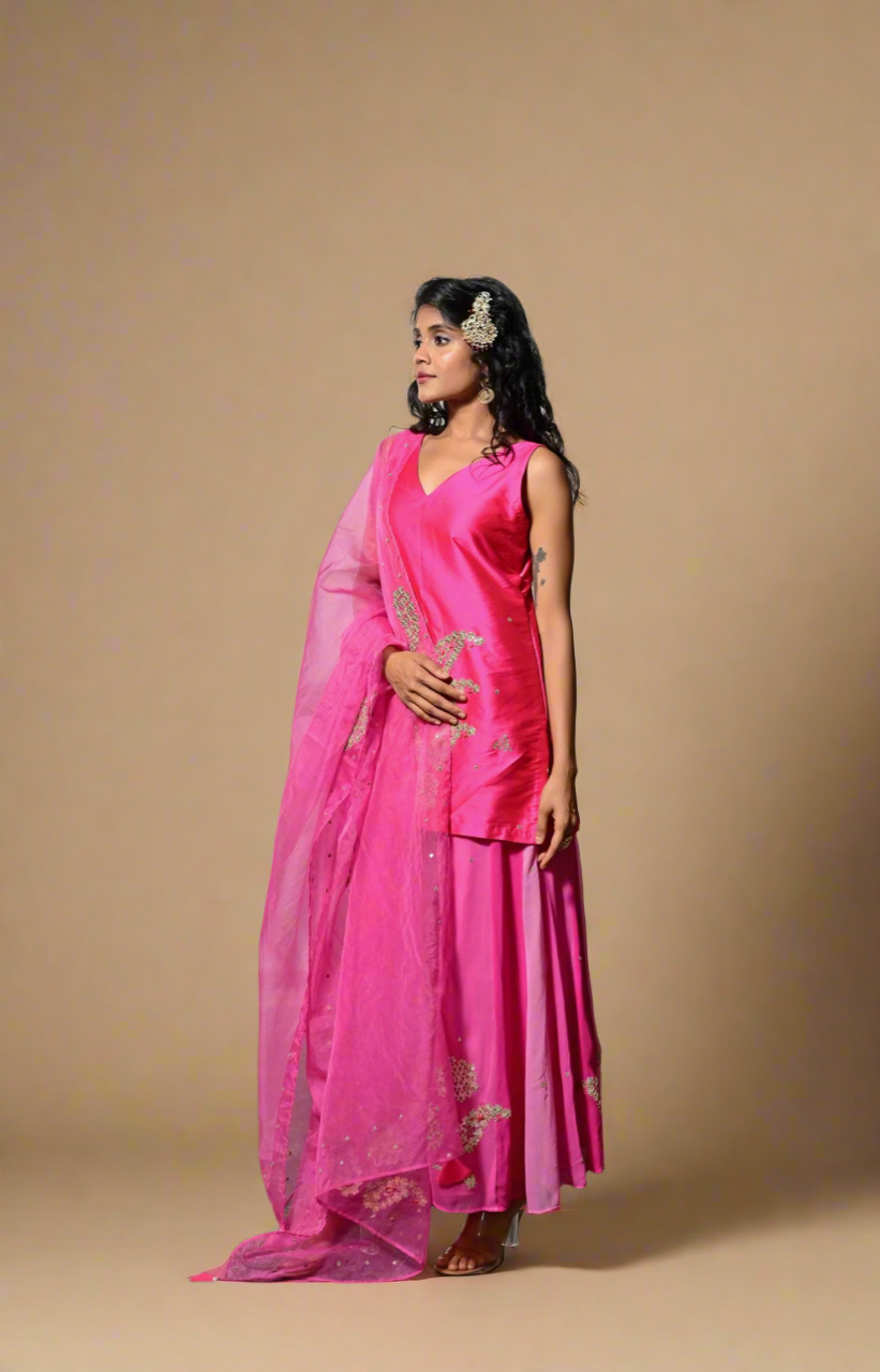 Tafta Gharara Set (Pink)