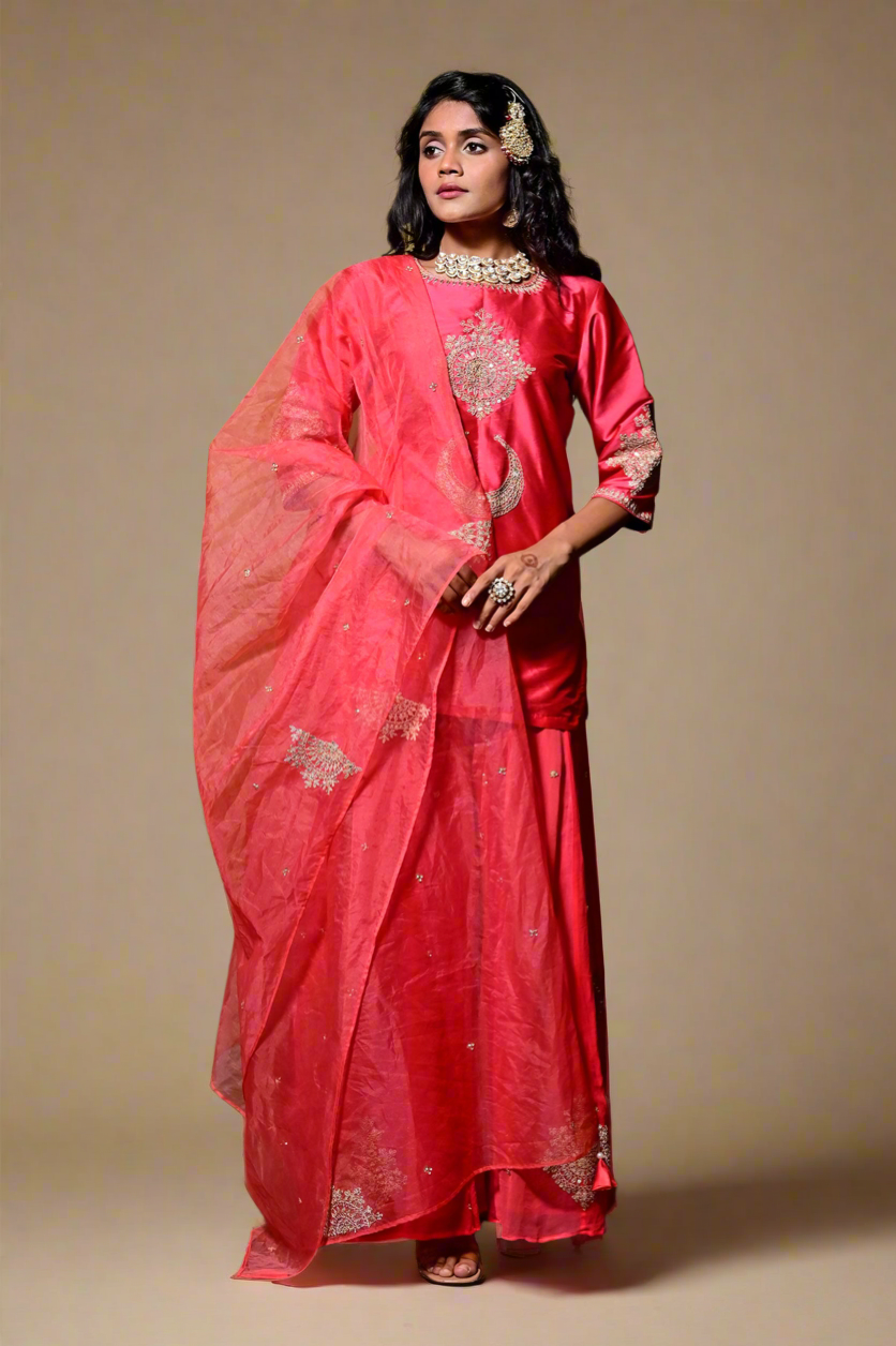 Gota Gharara Set (Crimson)