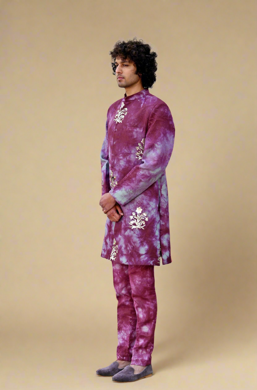 Tie-Dye Taari Indi-Fusion Set (Wine)