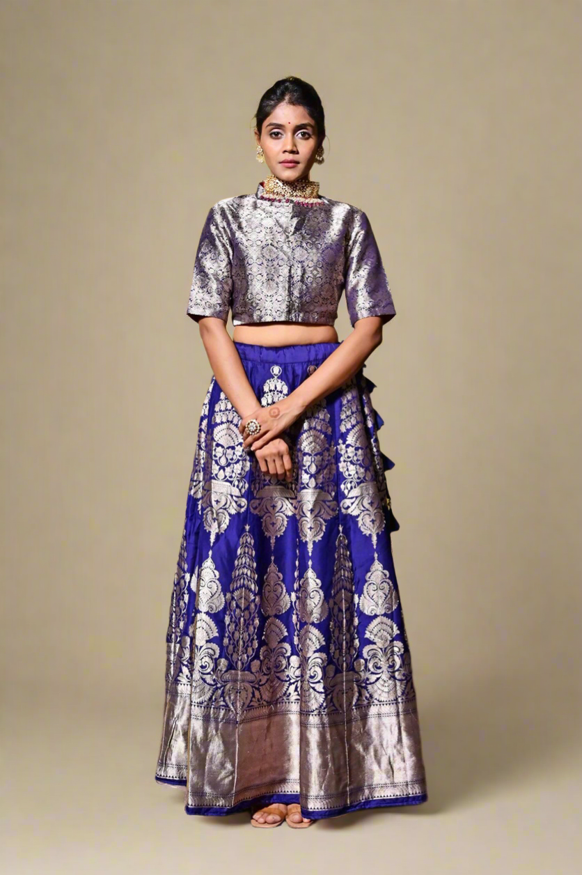Banarasi Lehenga Set (Indigo)