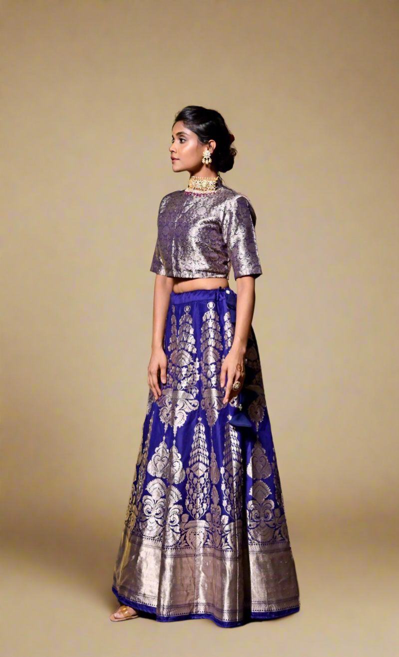 Banarasi Lehenga Set (Indigo)