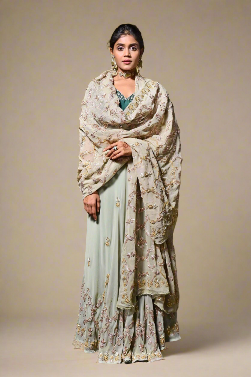 Zardosi Lehenga Set (Mint)
