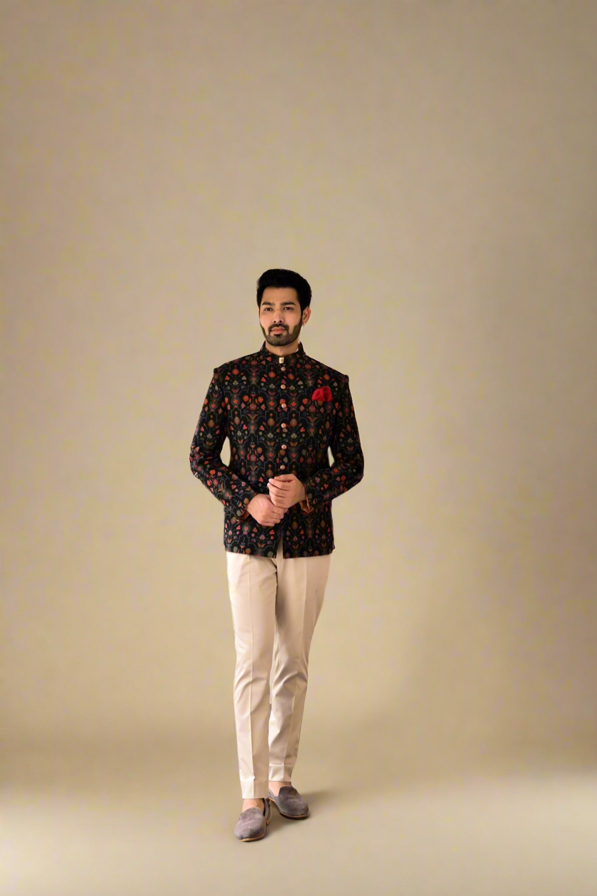 Kaani Bandhgala Set (Black)