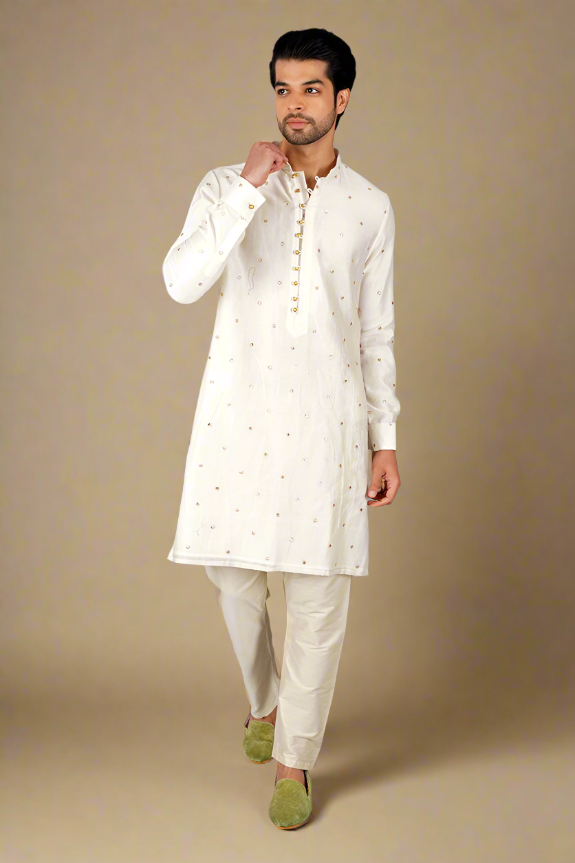Gota Chanderi Kurta (Off-White)