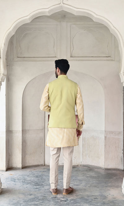 Stylish green Nehru jacket for men online by Gaurav Katta