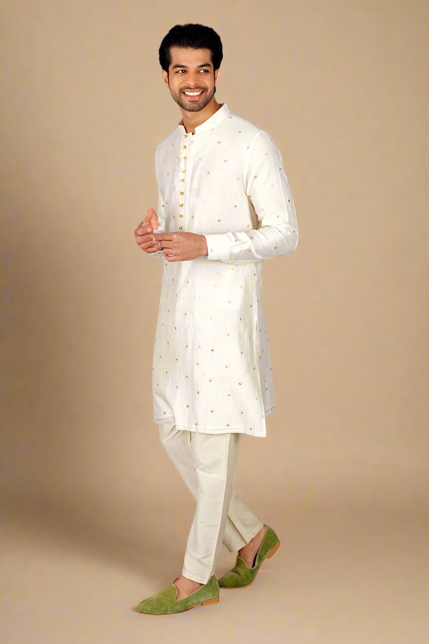 Gota Chanderi Kurta (Off-White)