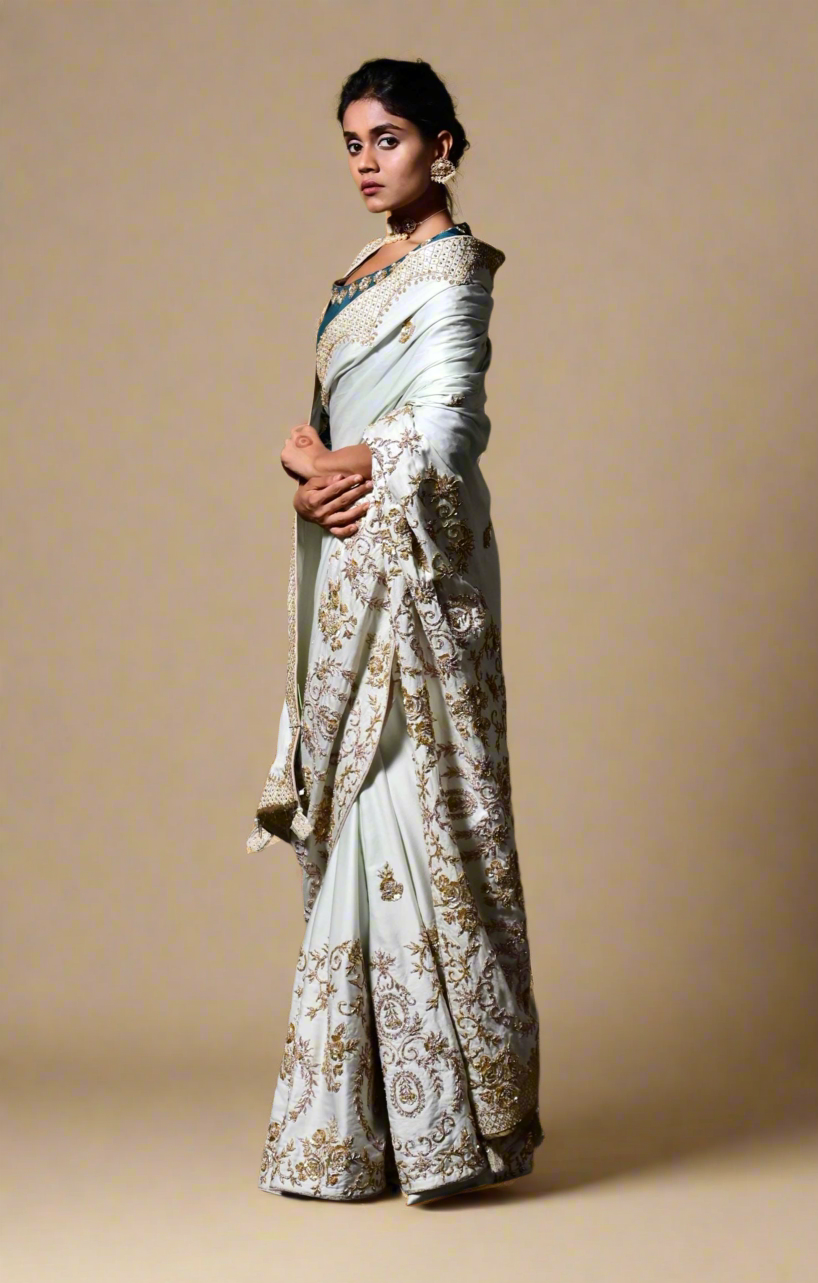 Zardosi Modal Saree (White)