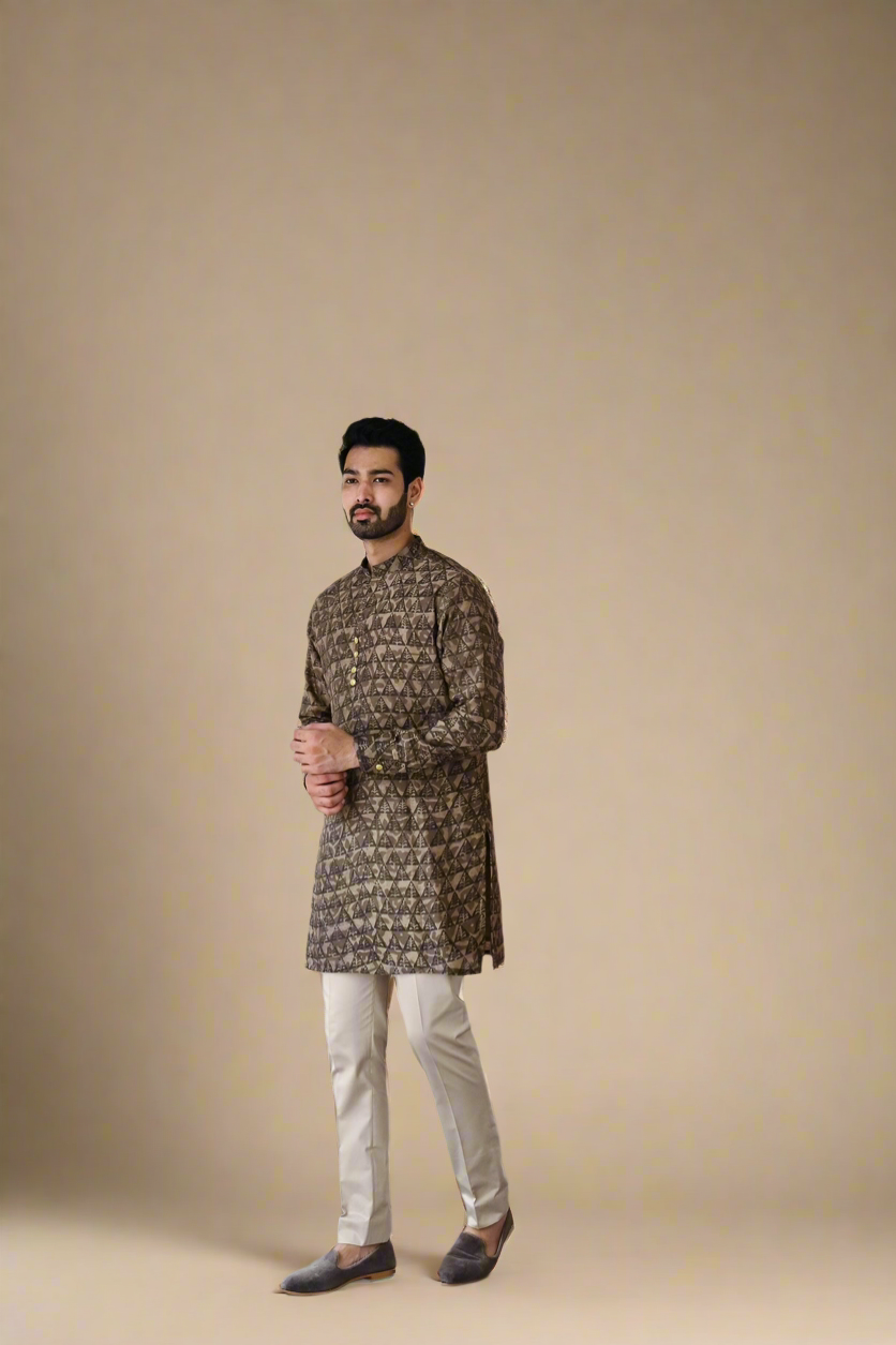 Daabu Short-Kurta Set (Brown)