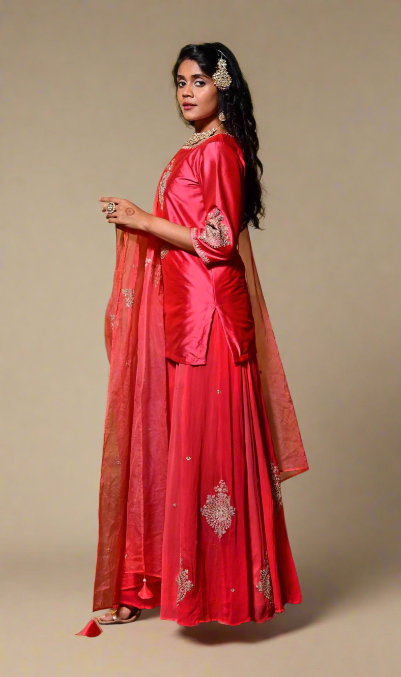 Gota Gharara Set (Crimson)