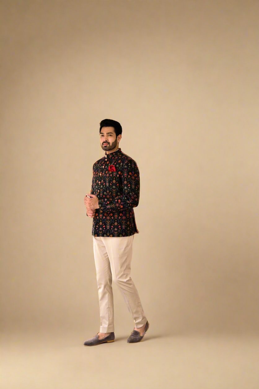 Kaani Bandhgala Set (Black)