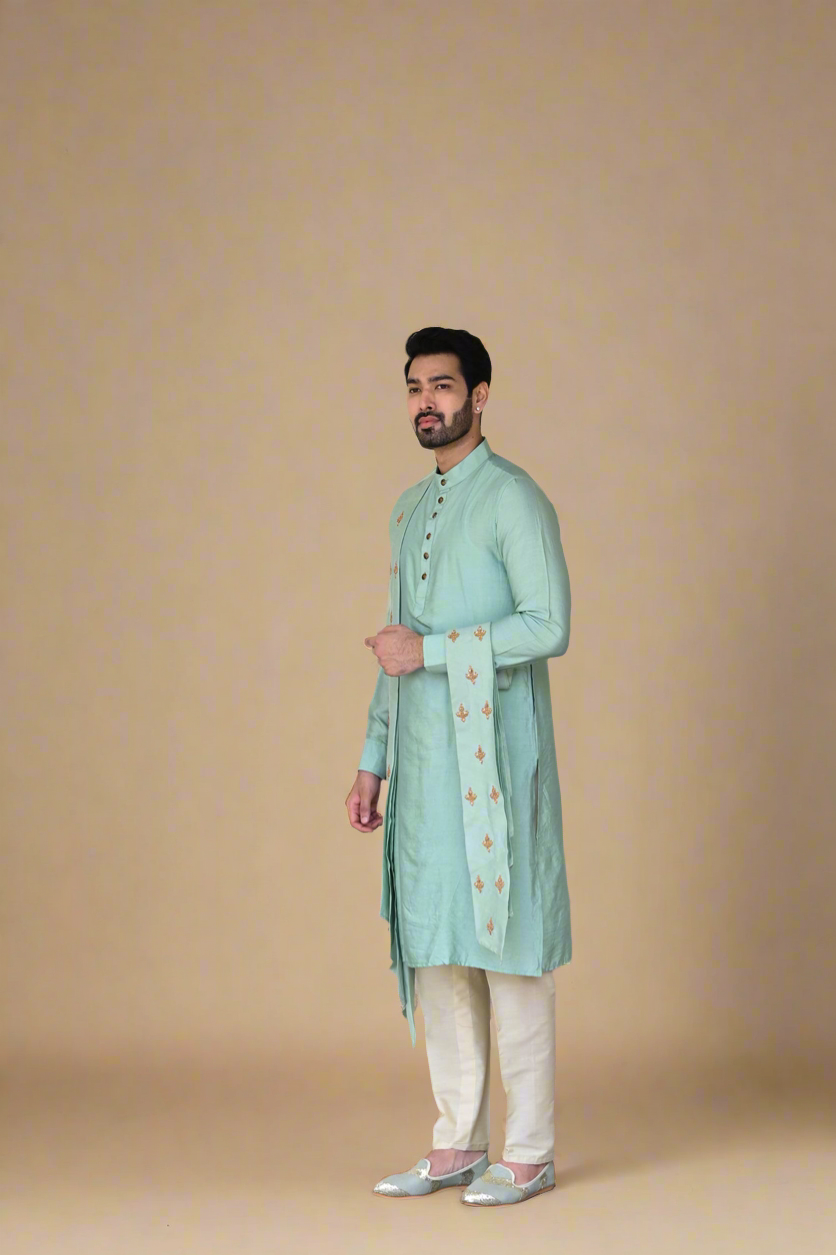 Zardosi Kurta Set (Mint Blue)
