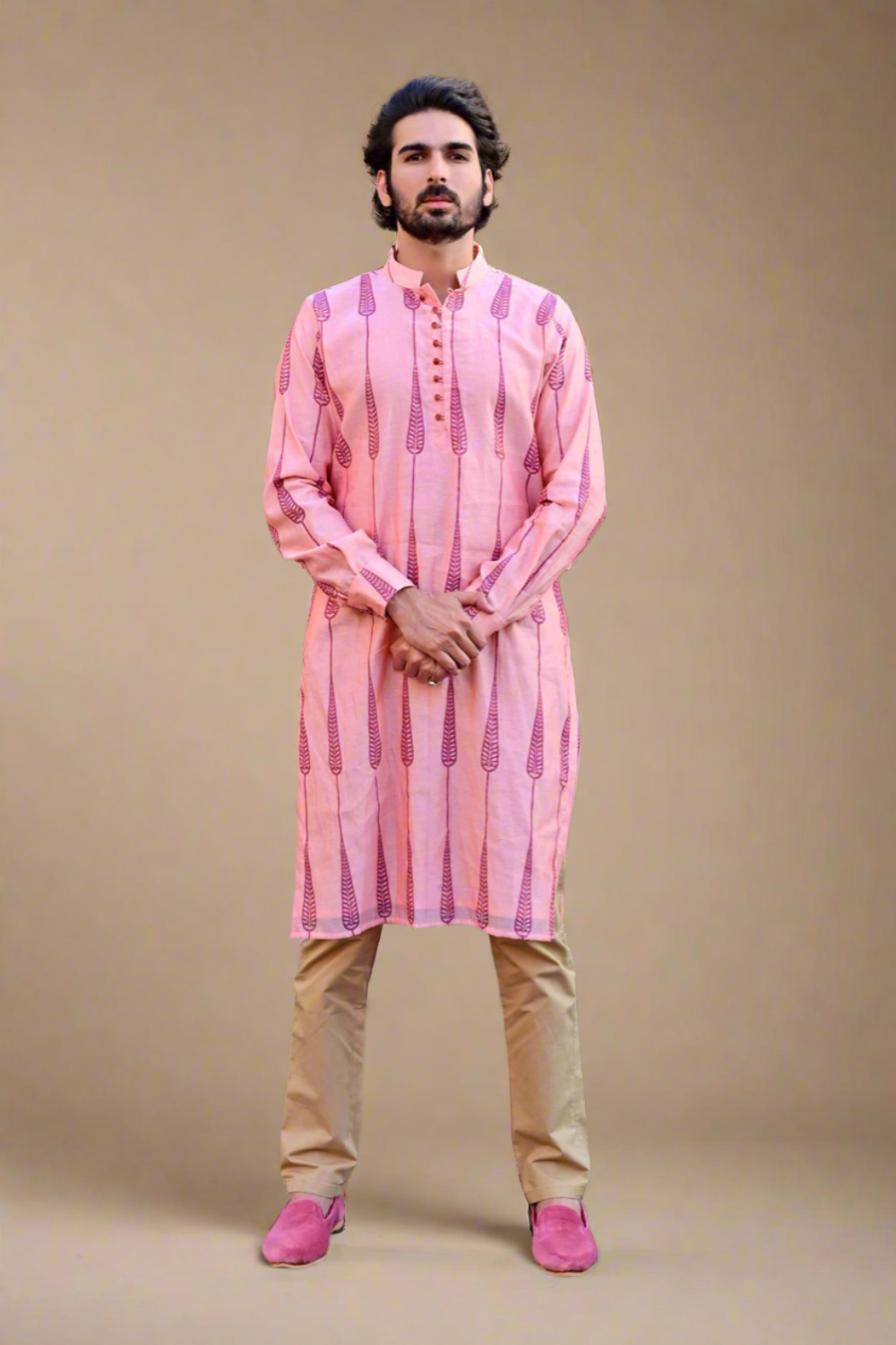 HastaKala Kurta Set (Pink / Purple)