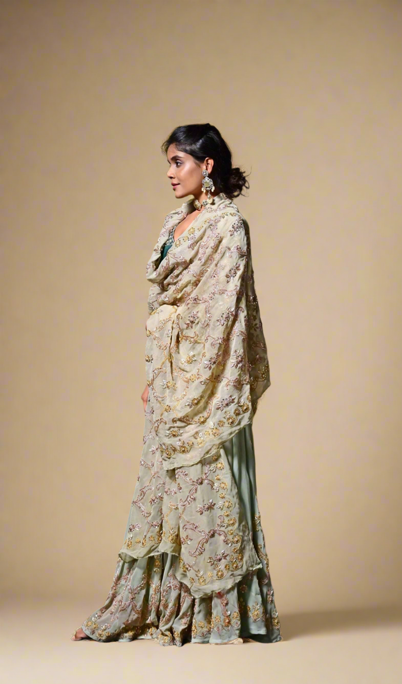 Zardosi Lehenga Set (Mint)