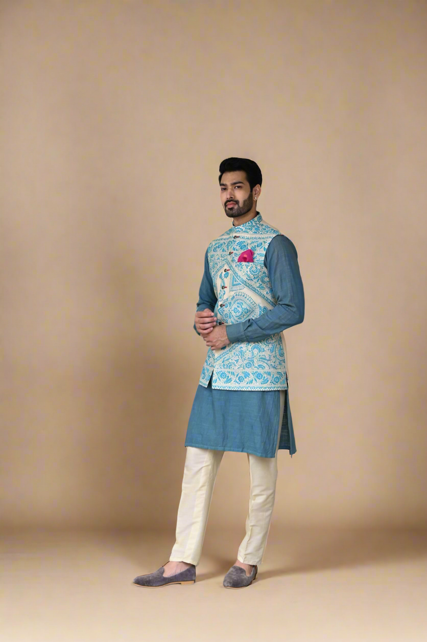 Kantha Jawahar Jacket (Blue)