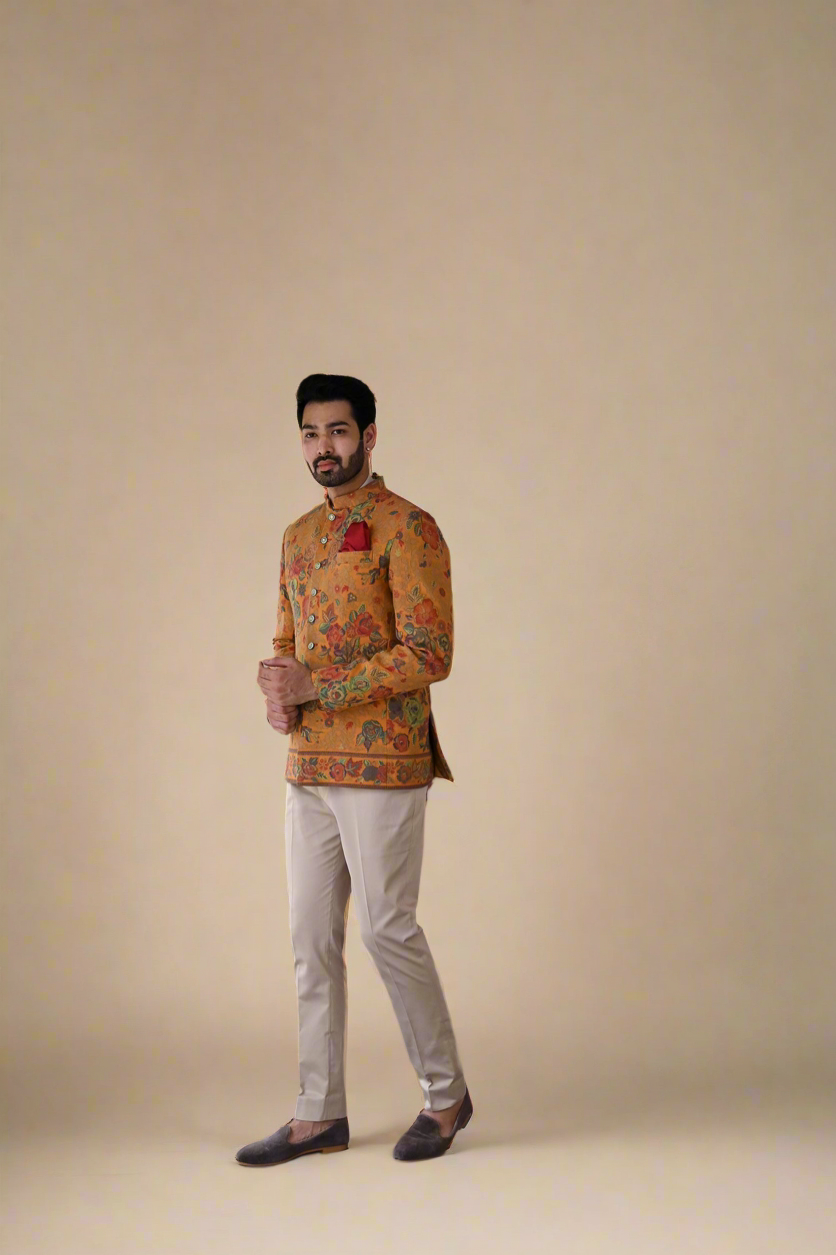 Kani Bandhgala Set (Mustard)