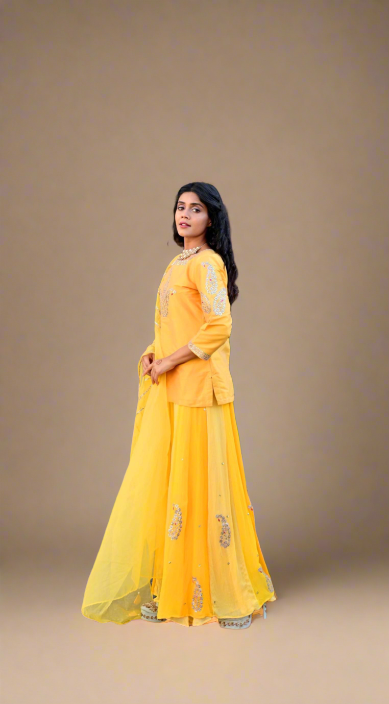 Tafta Gharara Set (Haldi)