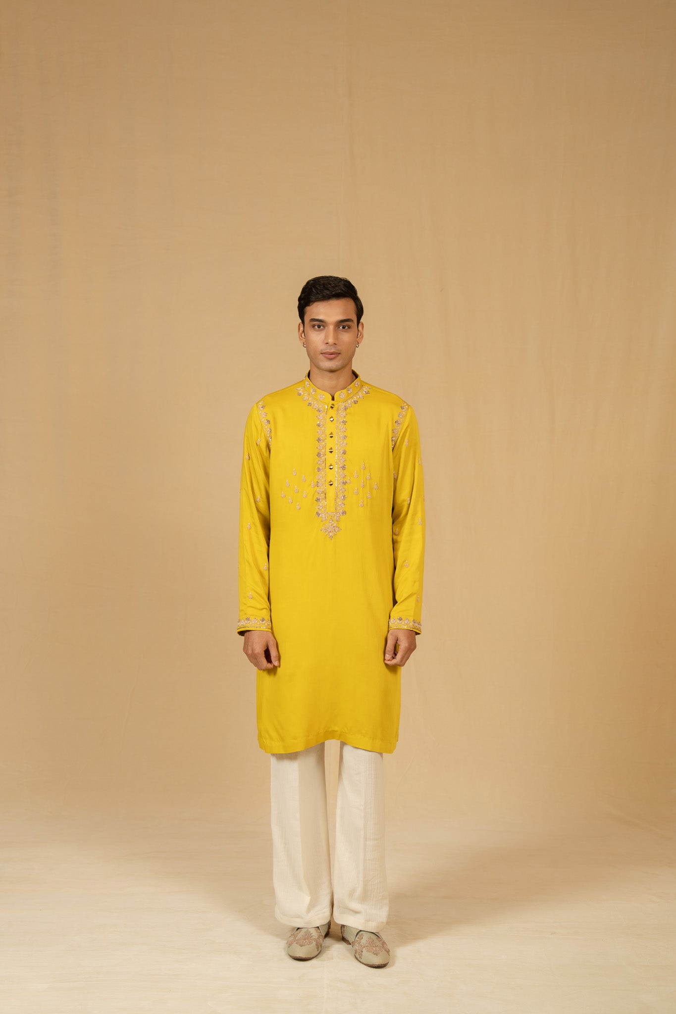 Zardosi Modal Kurta Set (Haldi)