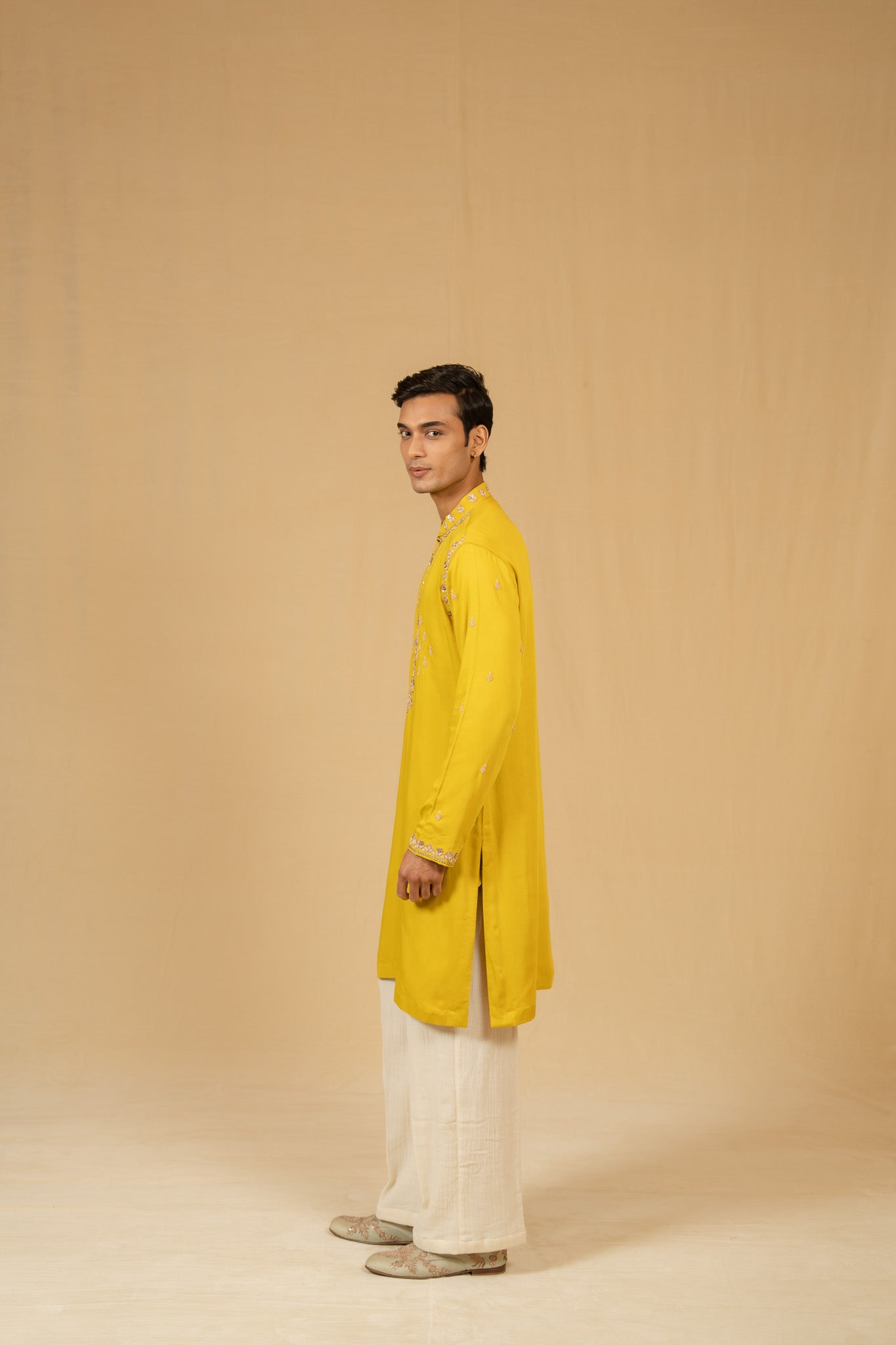 Zardosi Modal Kurta Set (Haldi)