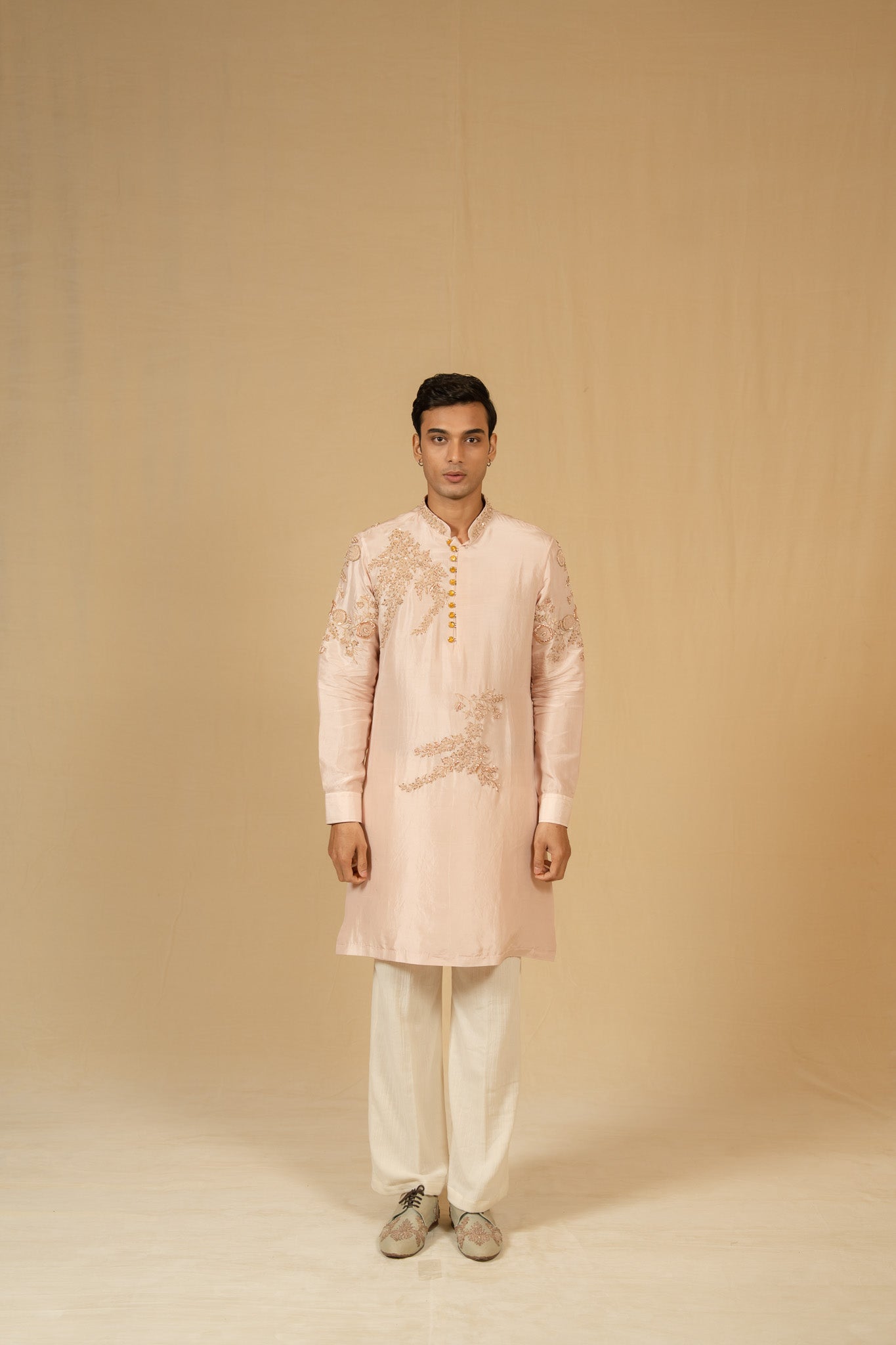 Zadosi Dupion Kurta Set (Rose Gold)