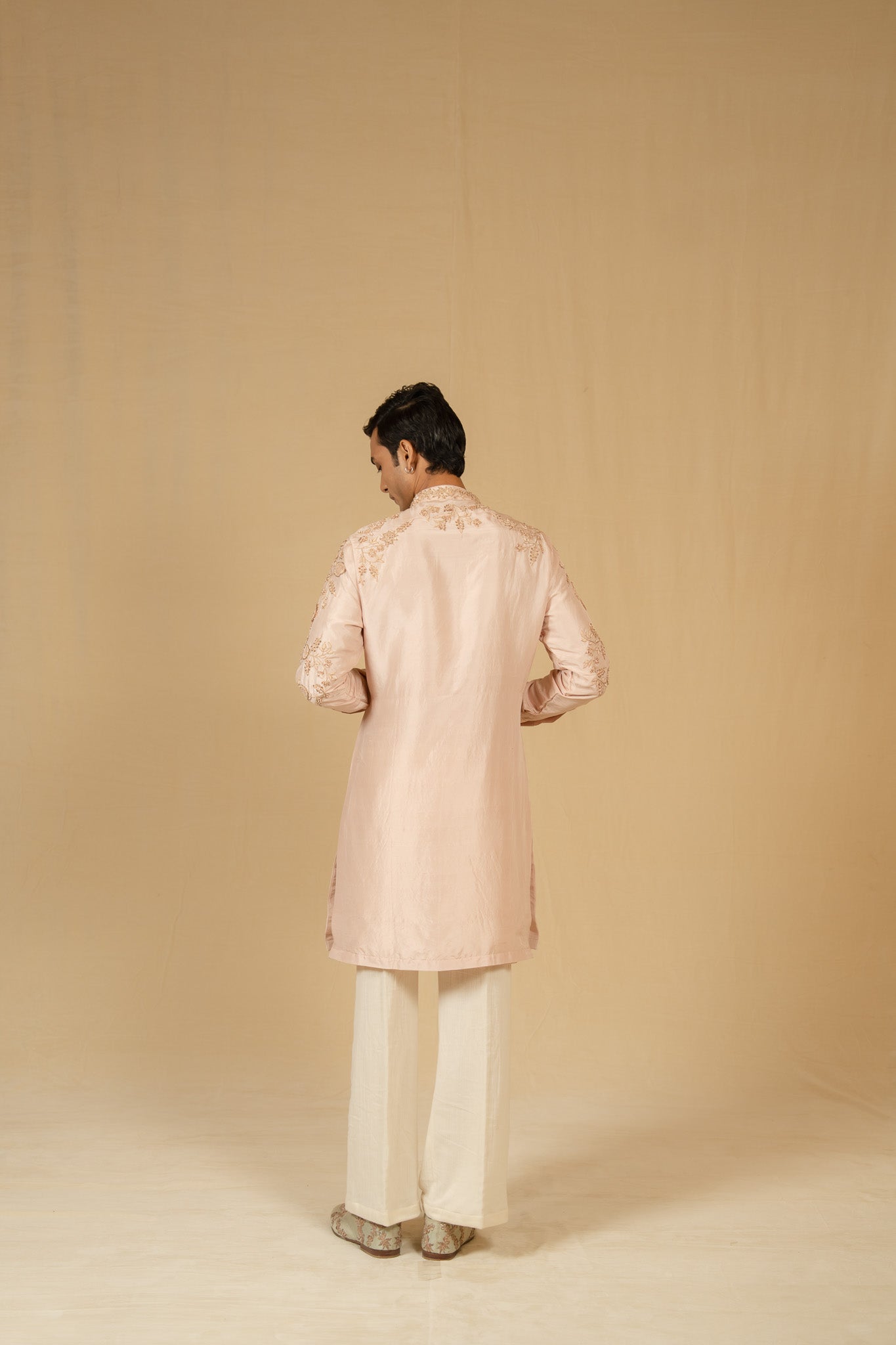 Zadosi Dupion Kurta Set (Rose Gold)
