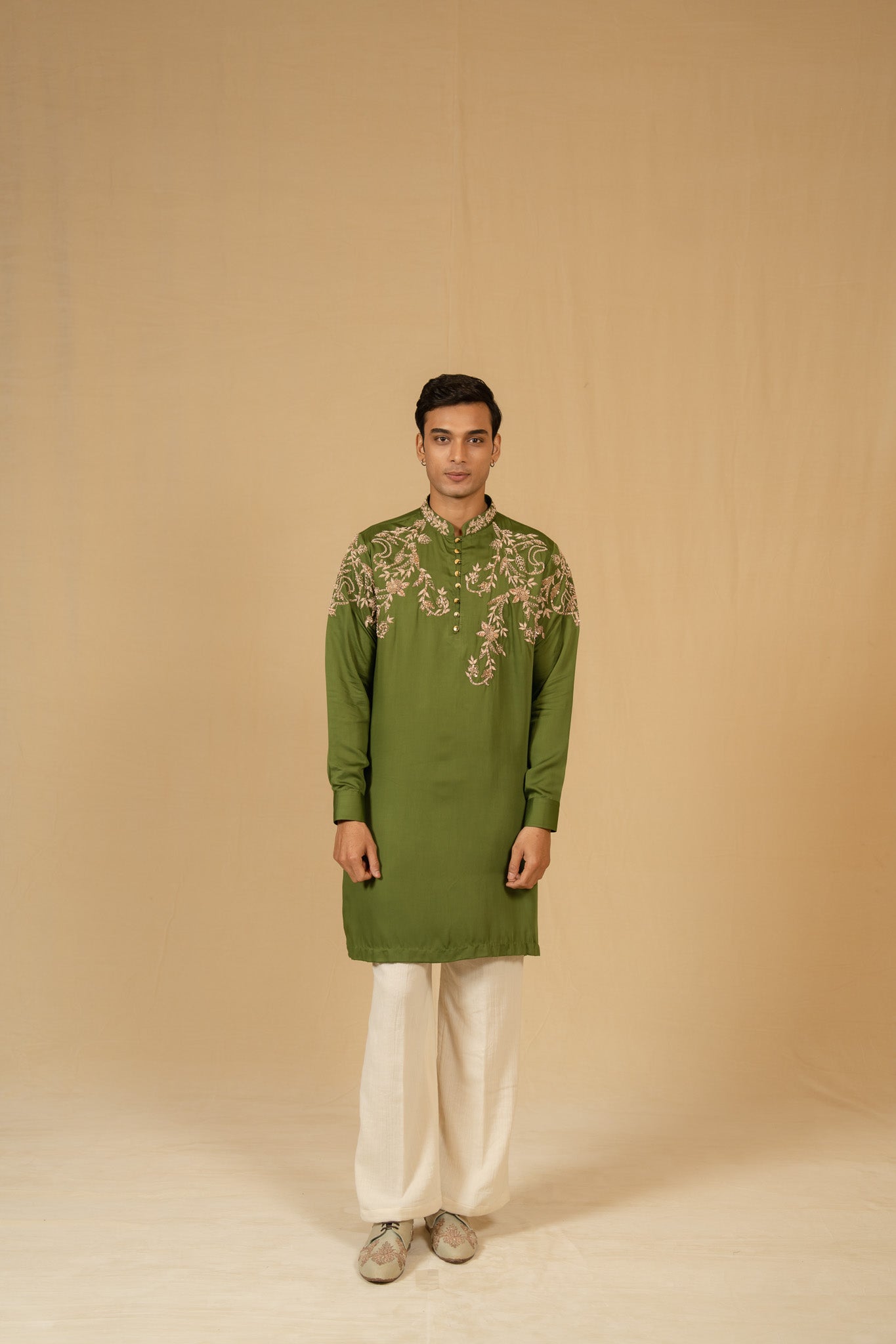 Zardosi Modal Kurta Set (Green)