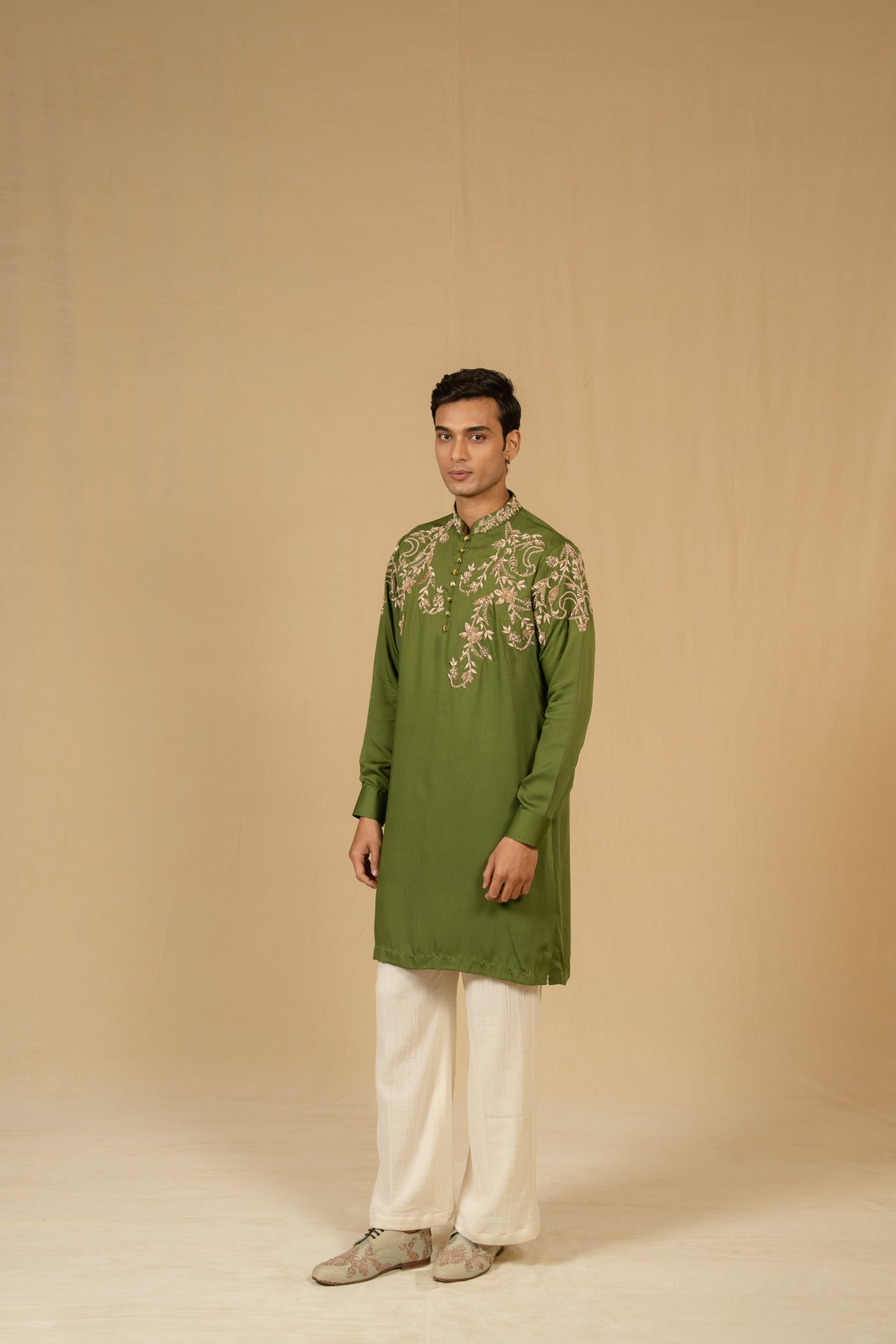 Zardosi Modal Kurta Set (Green)