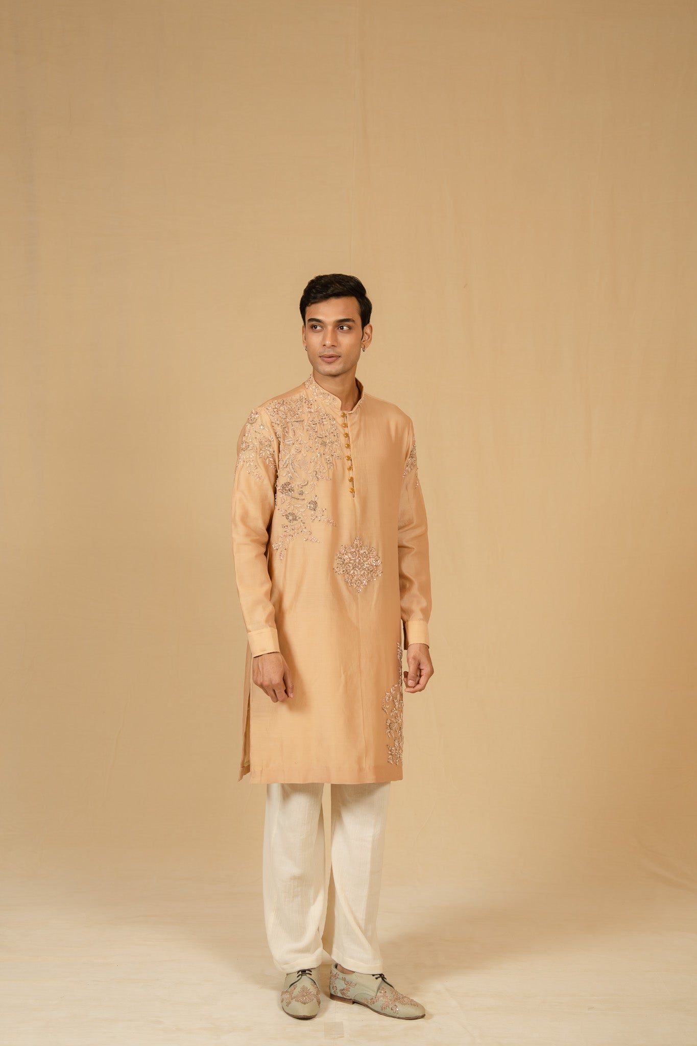 Zardosi Chanderi Kurta Set (Natural)