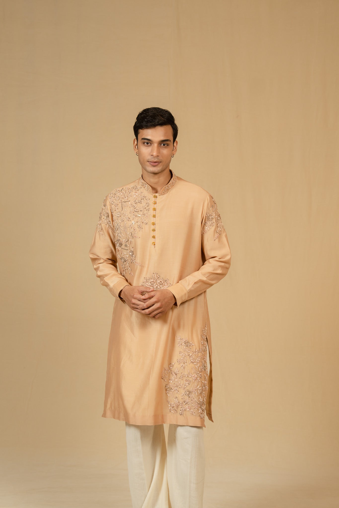 Zardosi Chanderi Kurta Set (Natural)