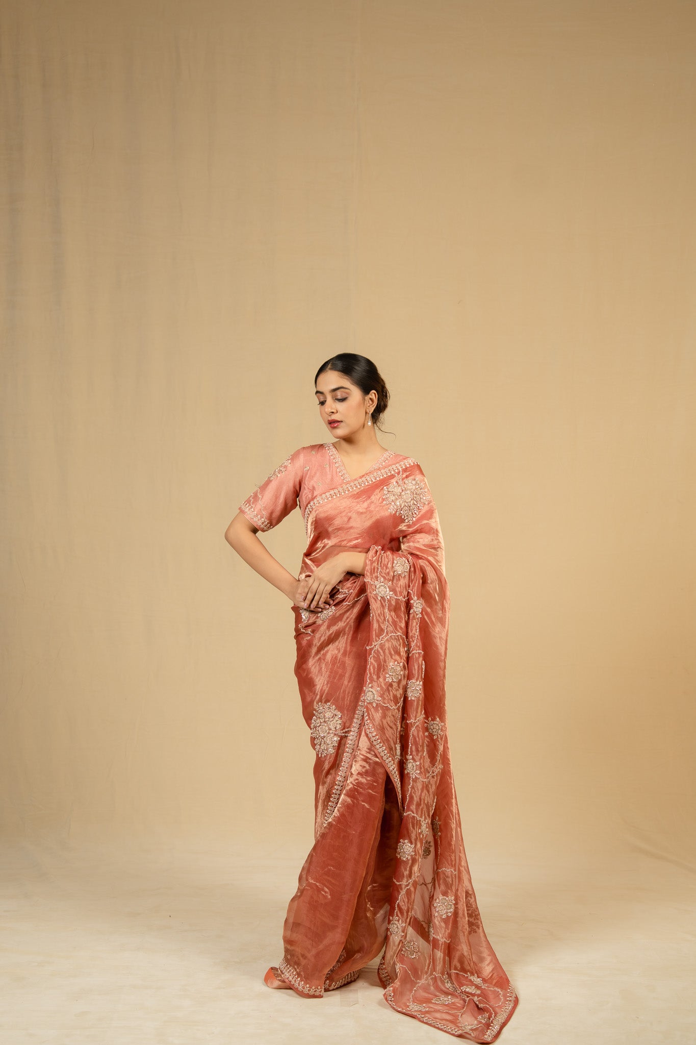 Zardosi Tissue Saree (Saturated Red)