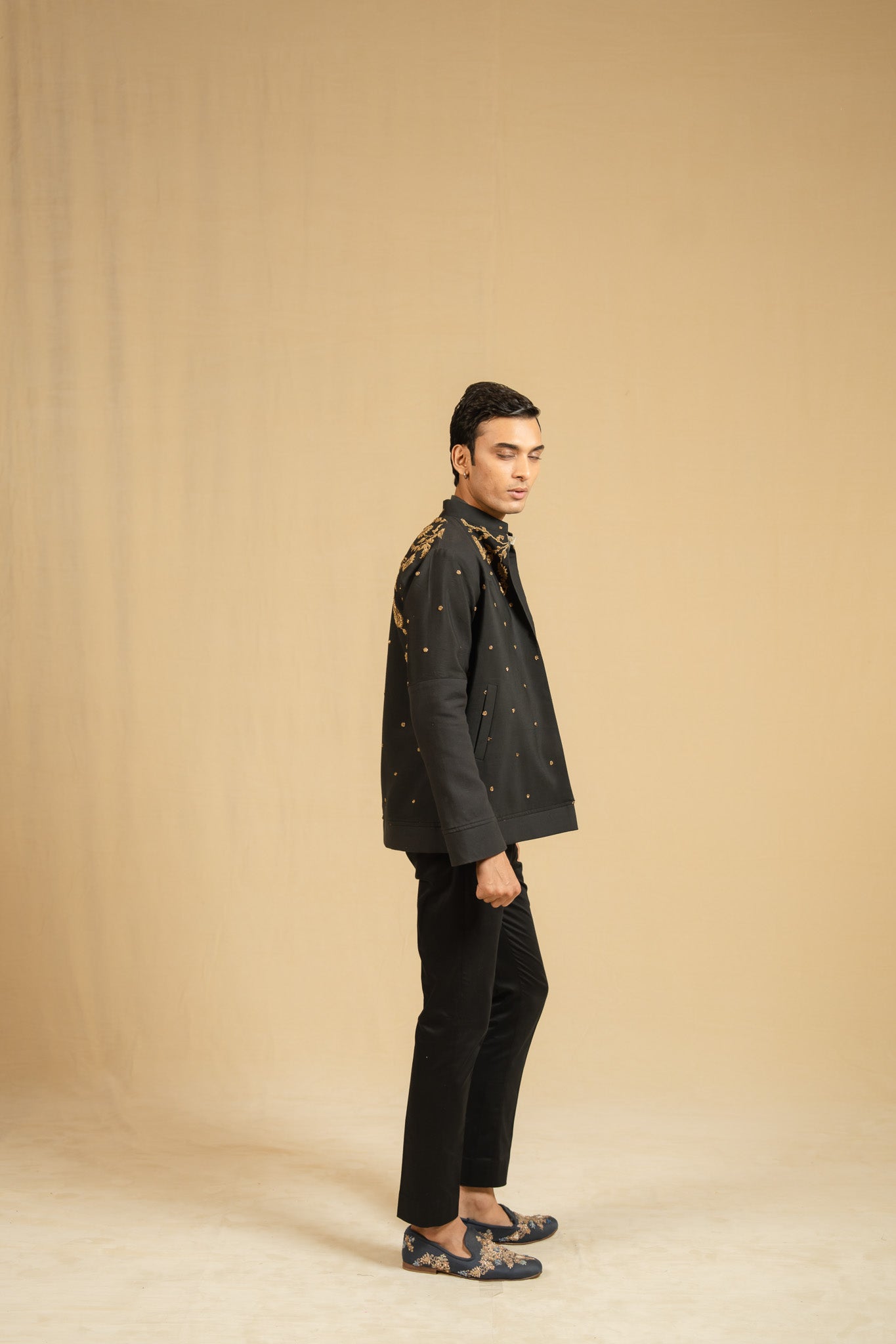 Zardosi Silk Bomber (Black)