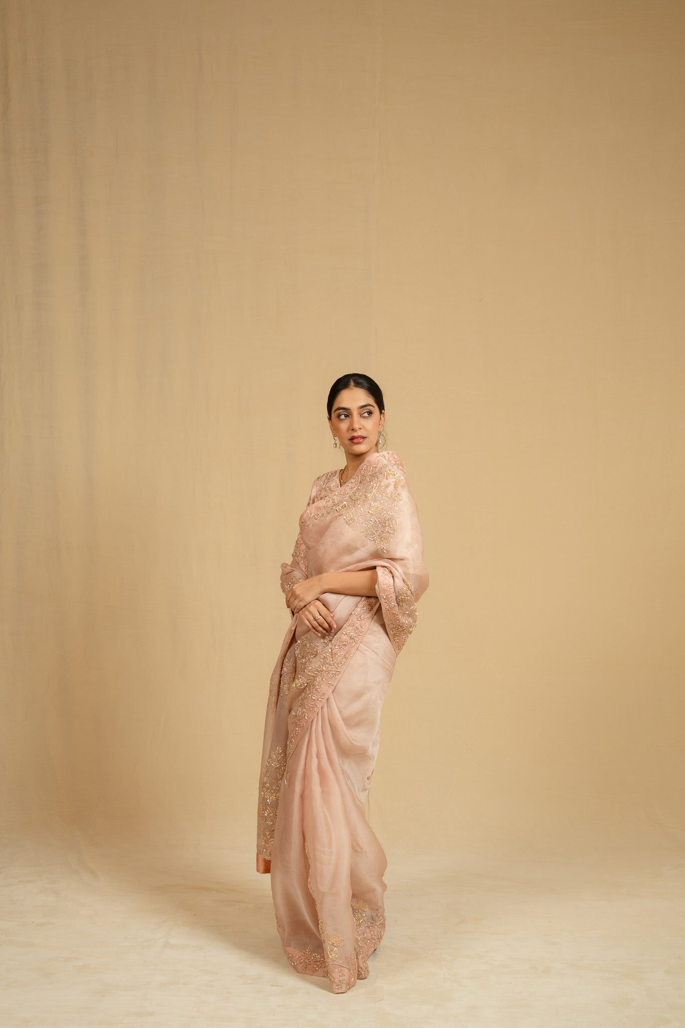Zardosi Organza Saree (Blush Pink)