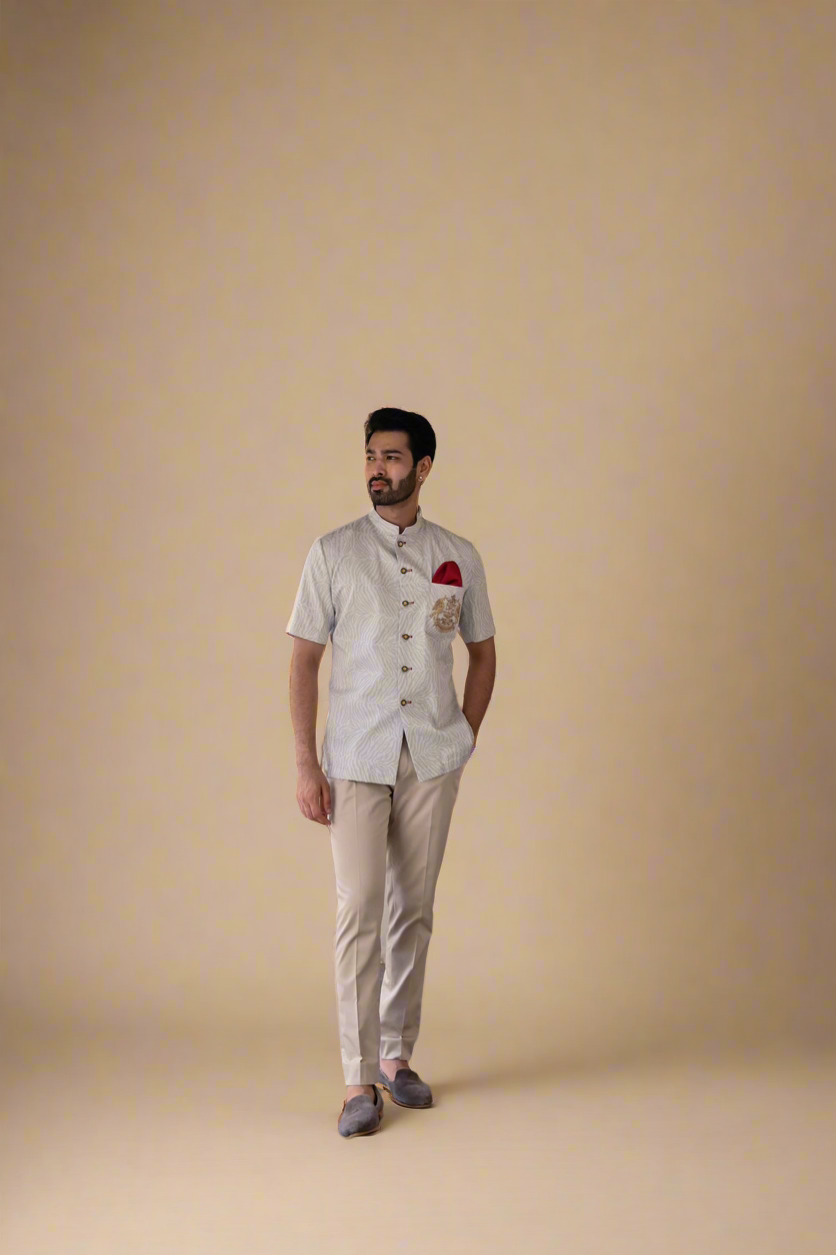 Zardosi Pure Chintz Shirt (Ivory)
