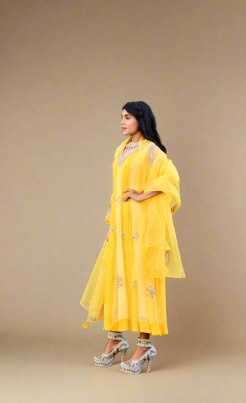 Gota Anarkali Set (Haldi)