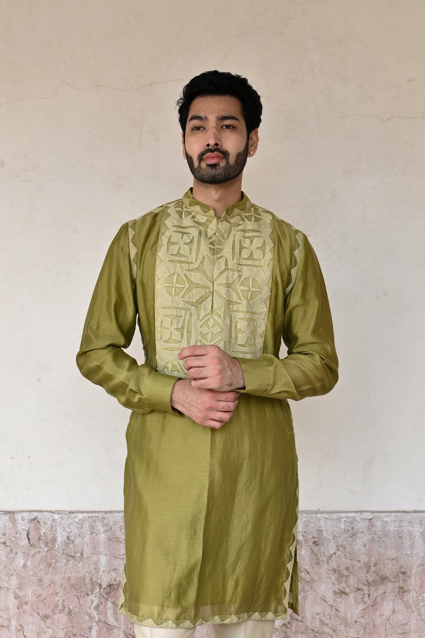 silk kurta with Alighari trouser for men's fashion
