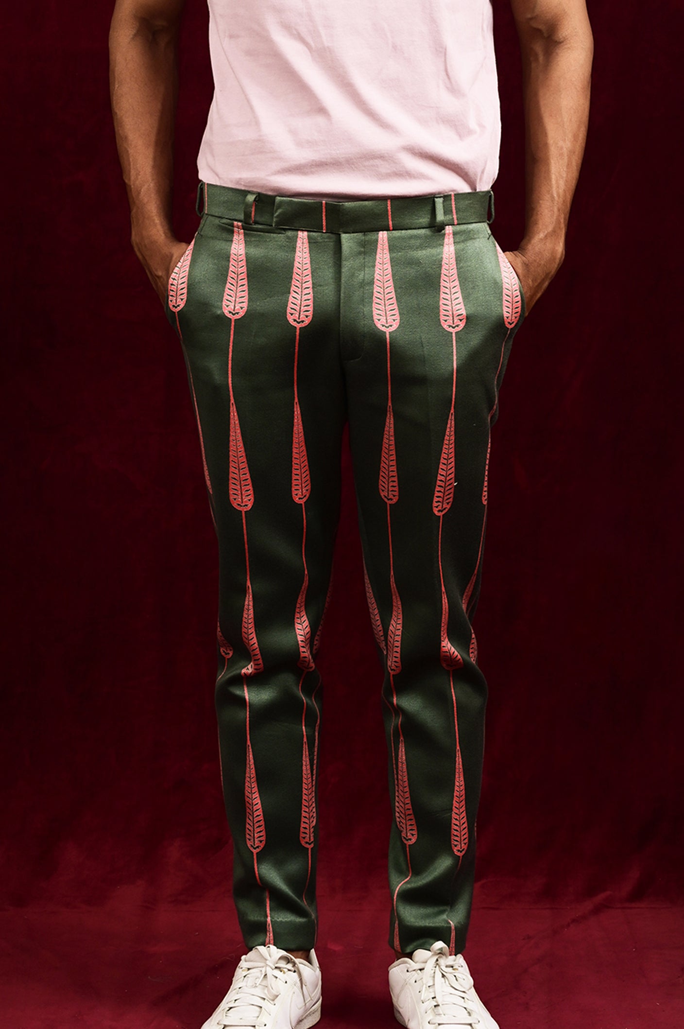 Shop men's designer Sage green pink pants online in India