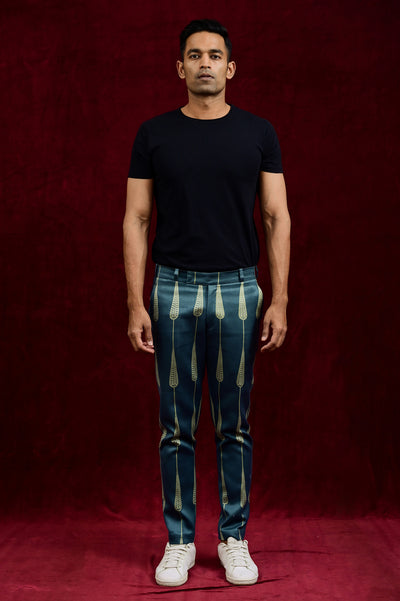 Buy Designer Steal blue pista Trousers For Men Online  Gaurav Katta