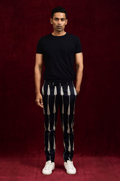 Buy designer black white trousers for men online