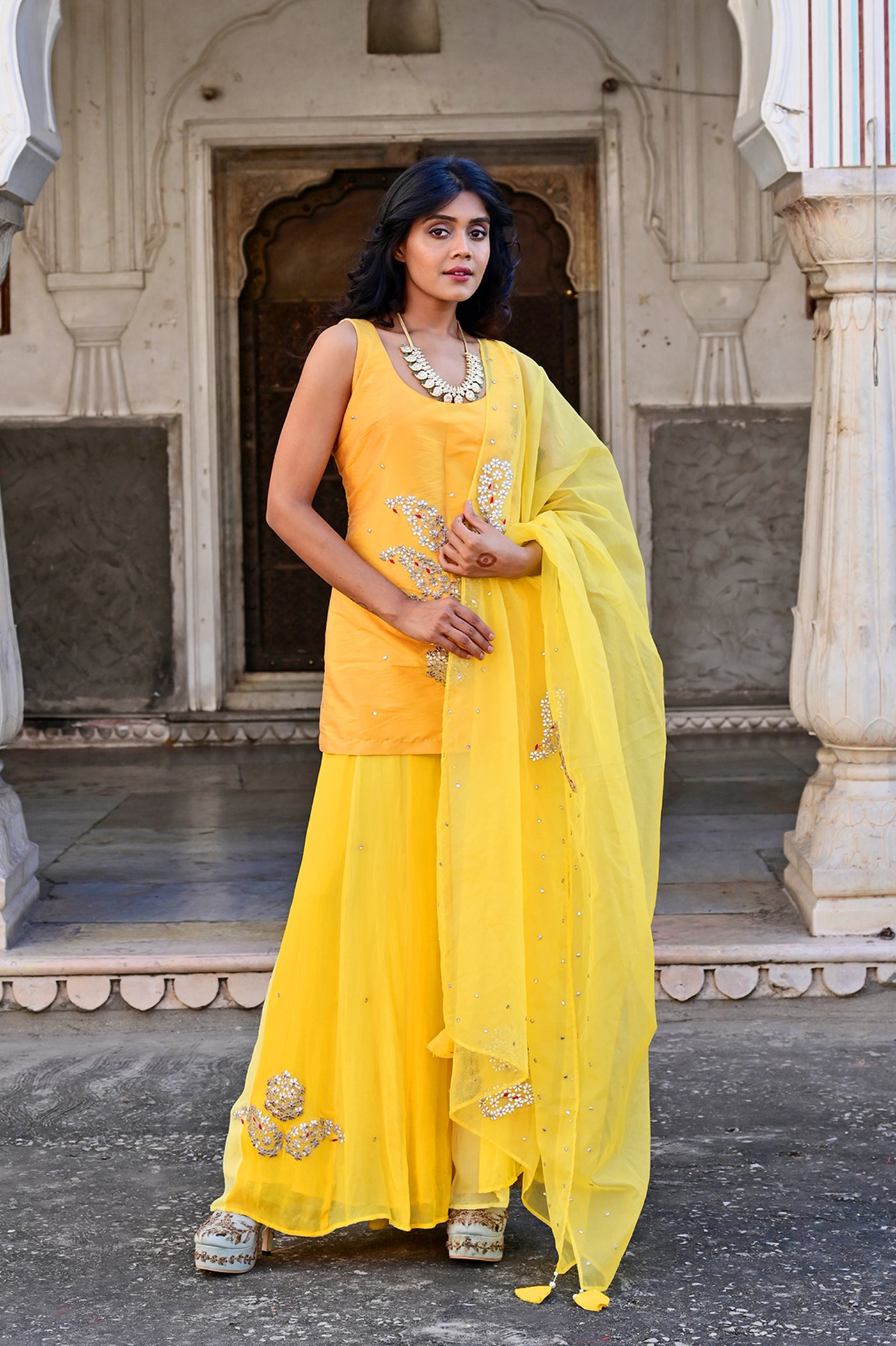 yellow Garara shahara for haldi